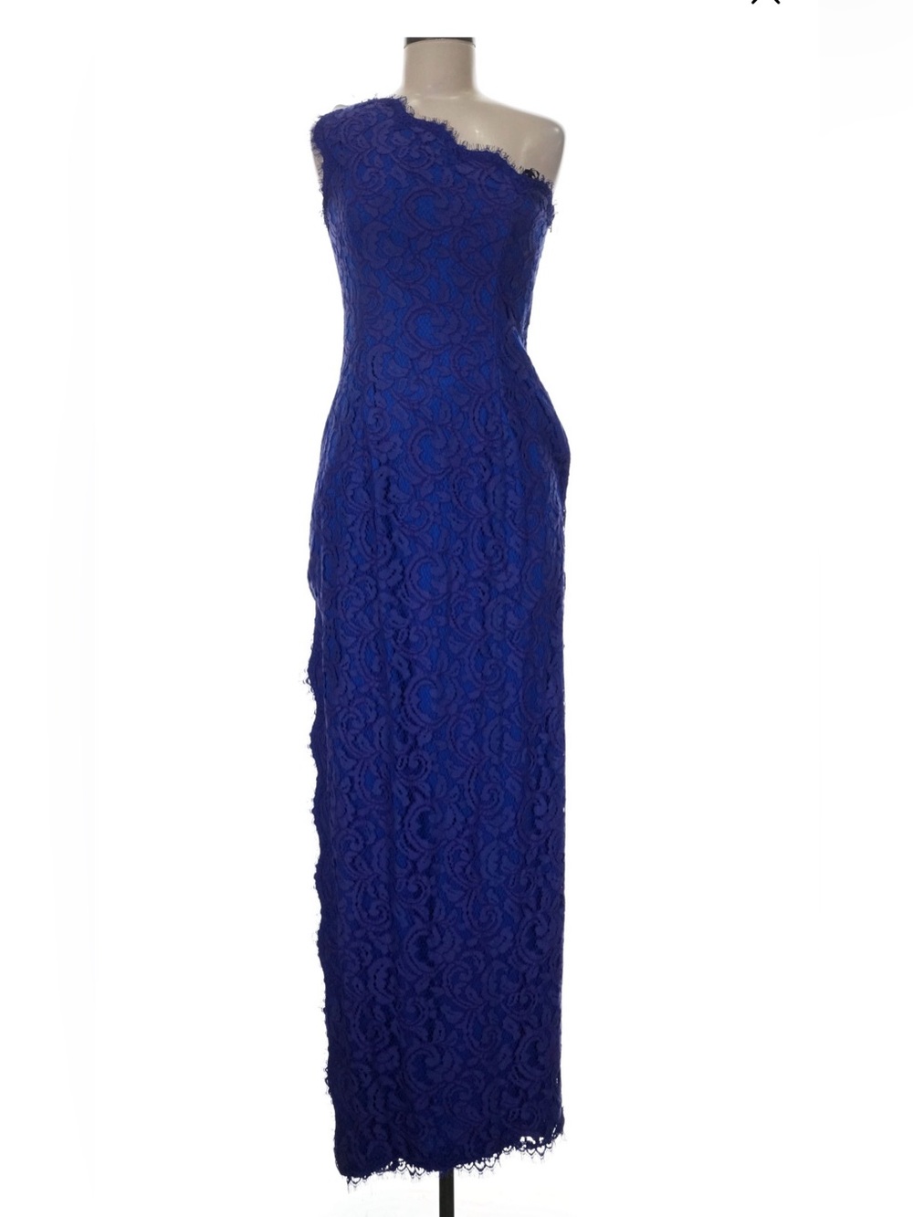 Tadashi Shoji One-Shoulder Royal Blue Lace Evening Dress, Sz 6